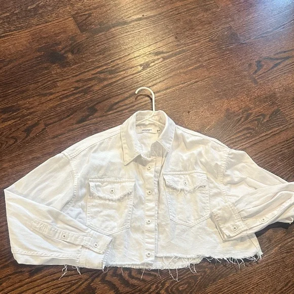 Moussy Vintage White Cropped Denim Jacket (244) - Picture 7 of 9